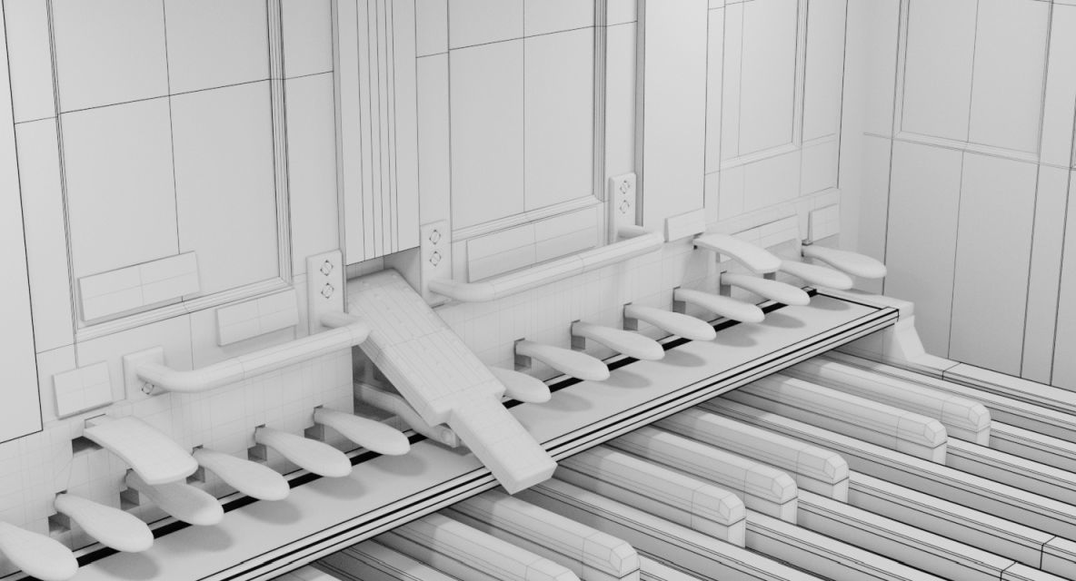Antique cathedral pipe organ console 3D model_17