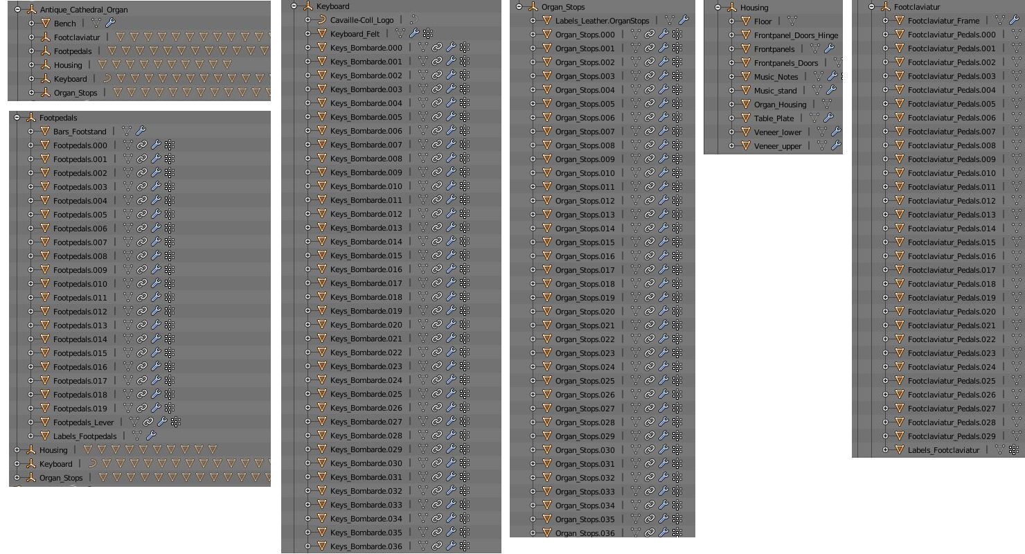 Antique cathedral pipe organ console 3D model_24