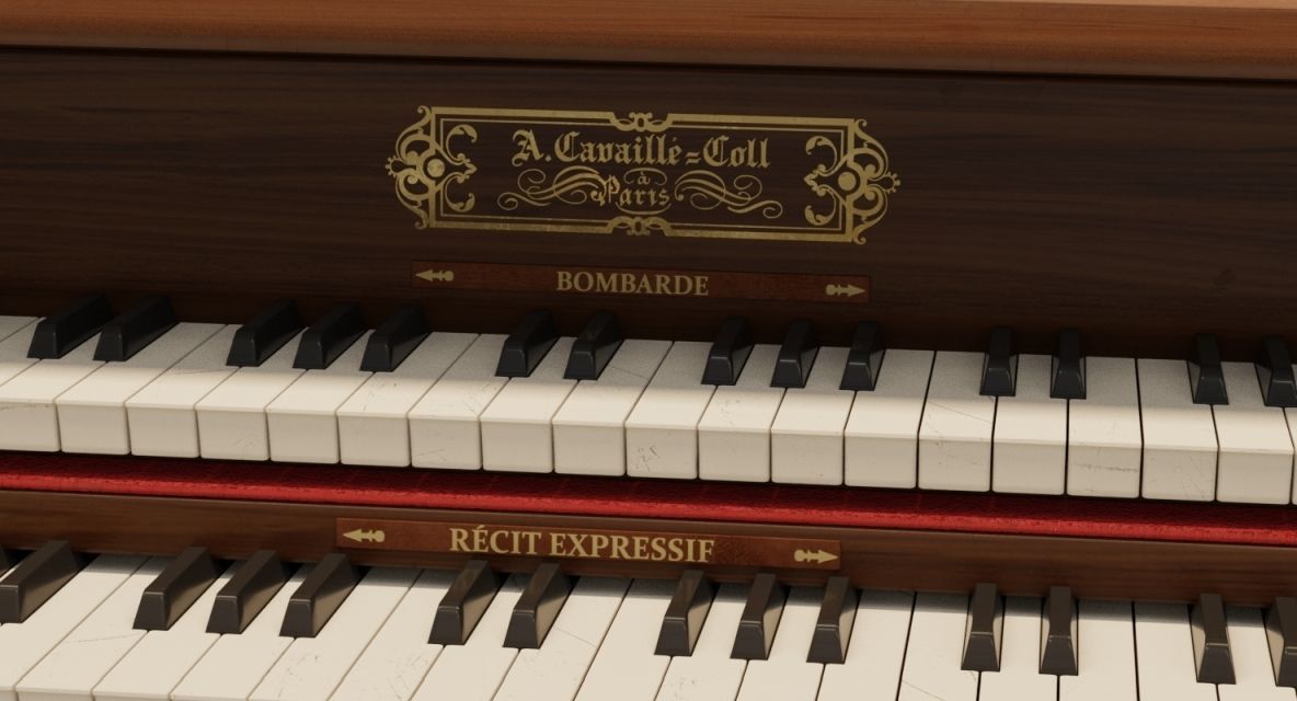 Antique cathedral pipe organ console 3D model_2