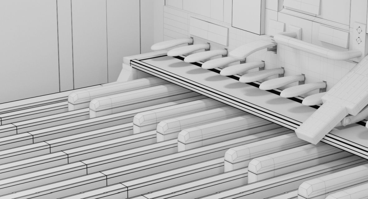 Antique cathedral pipe organ console 3D model_19