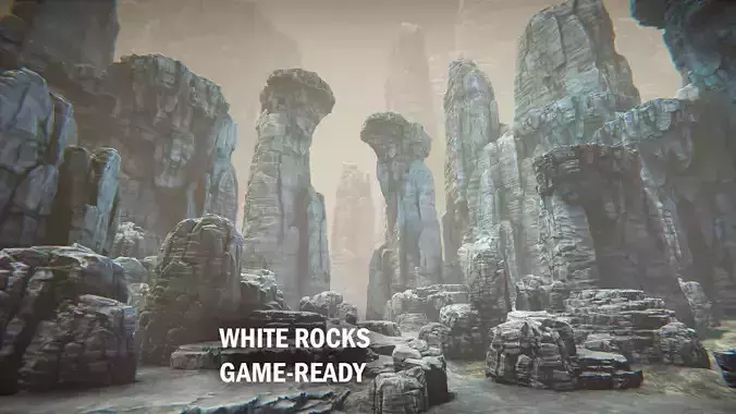 White rocks Low-poly 3D model