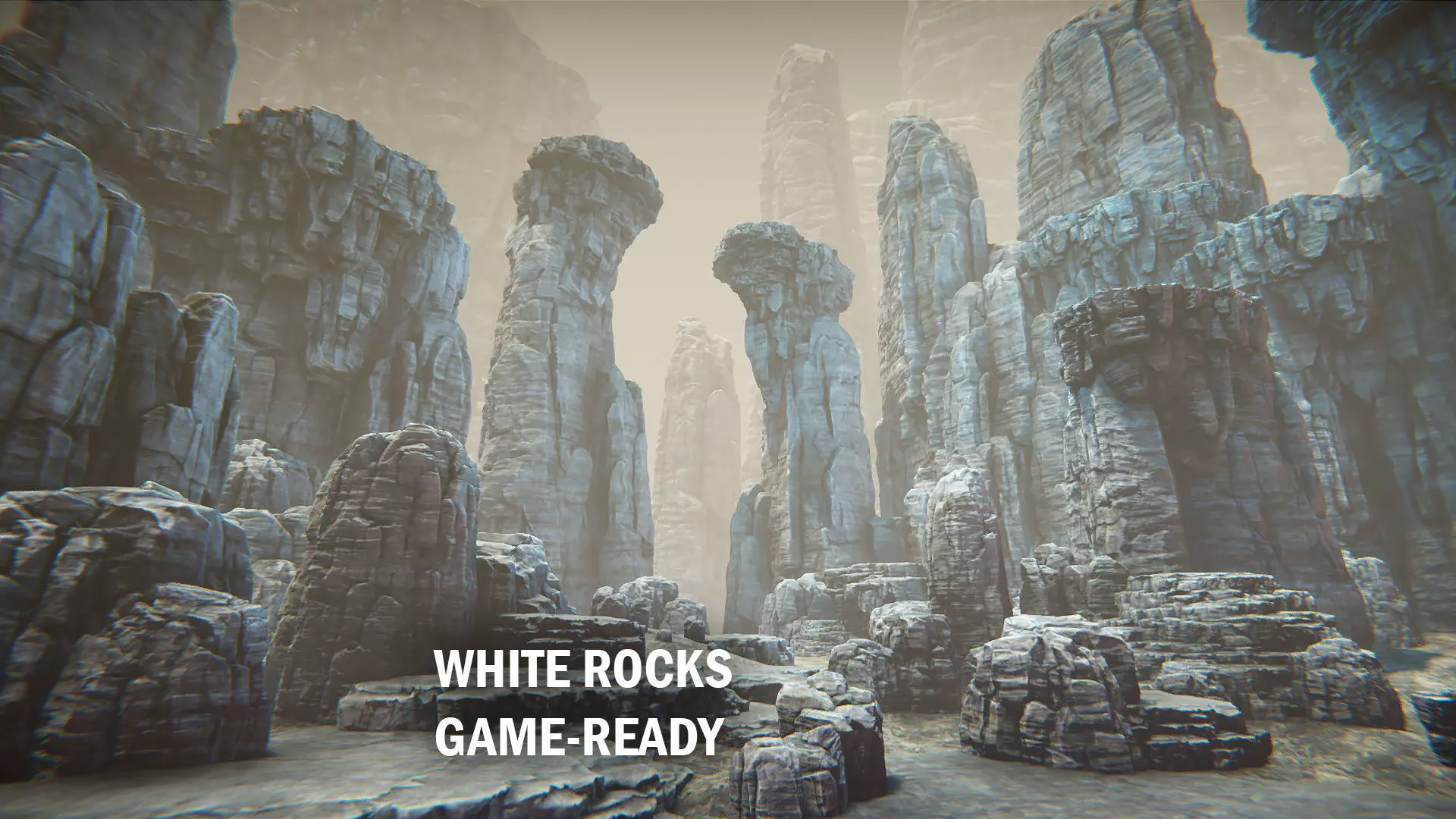 White rocks Low-poly 3D model_0