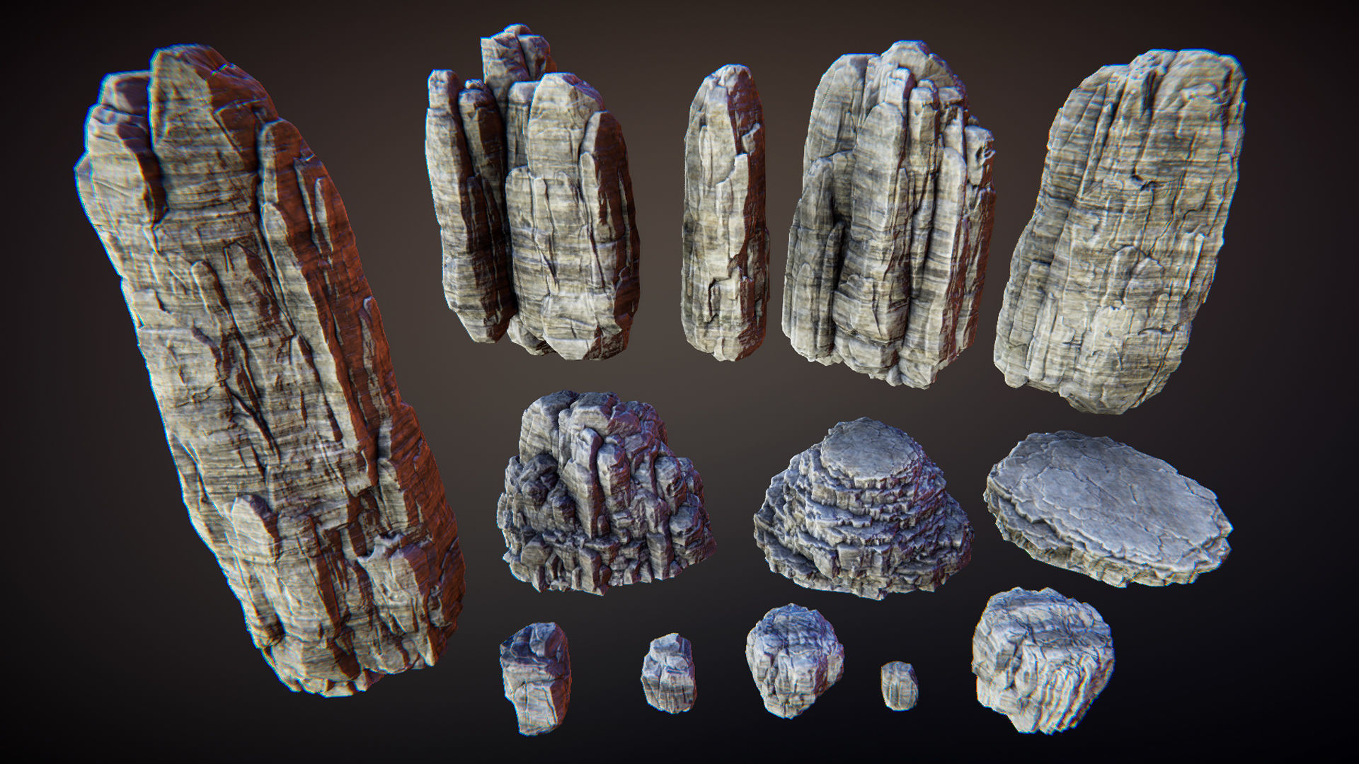 White rocks Low-poly 3D model_5