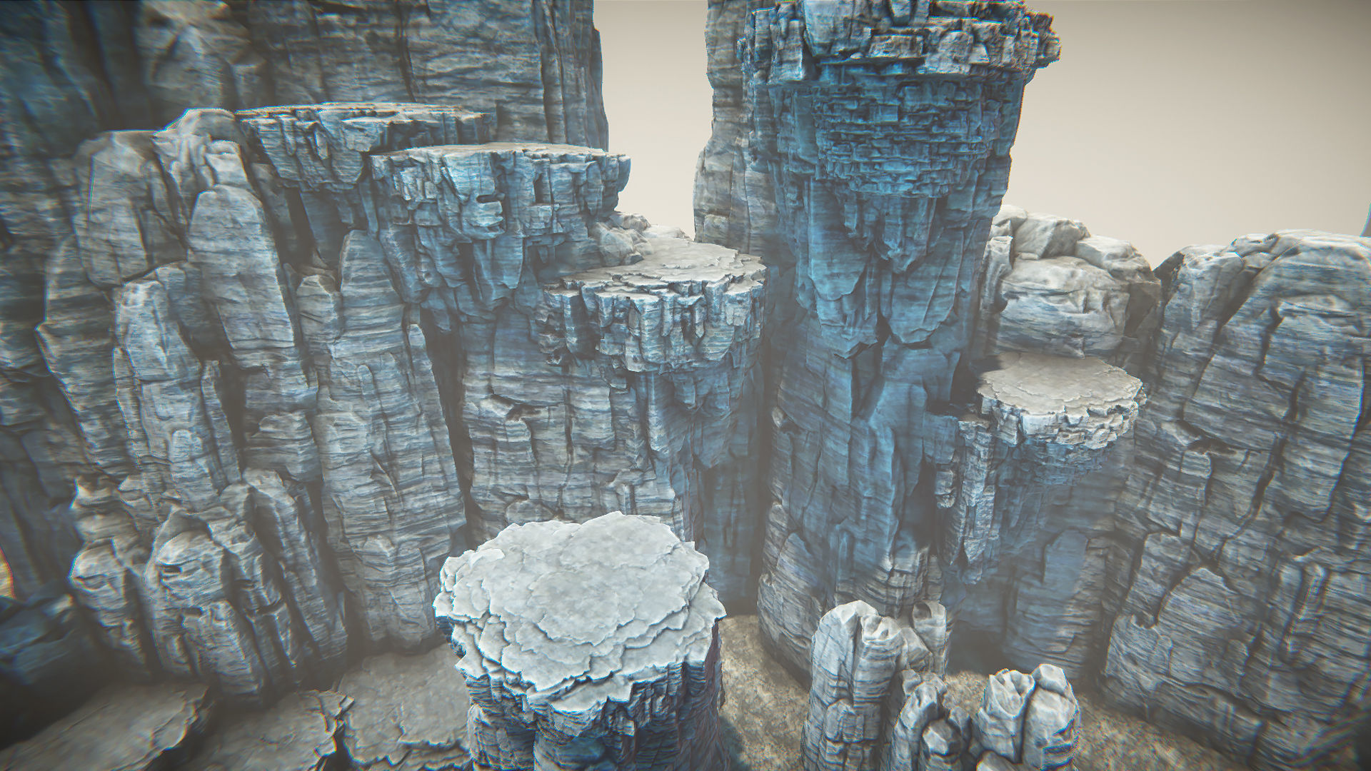 White rocks Low-poly 3D model_1