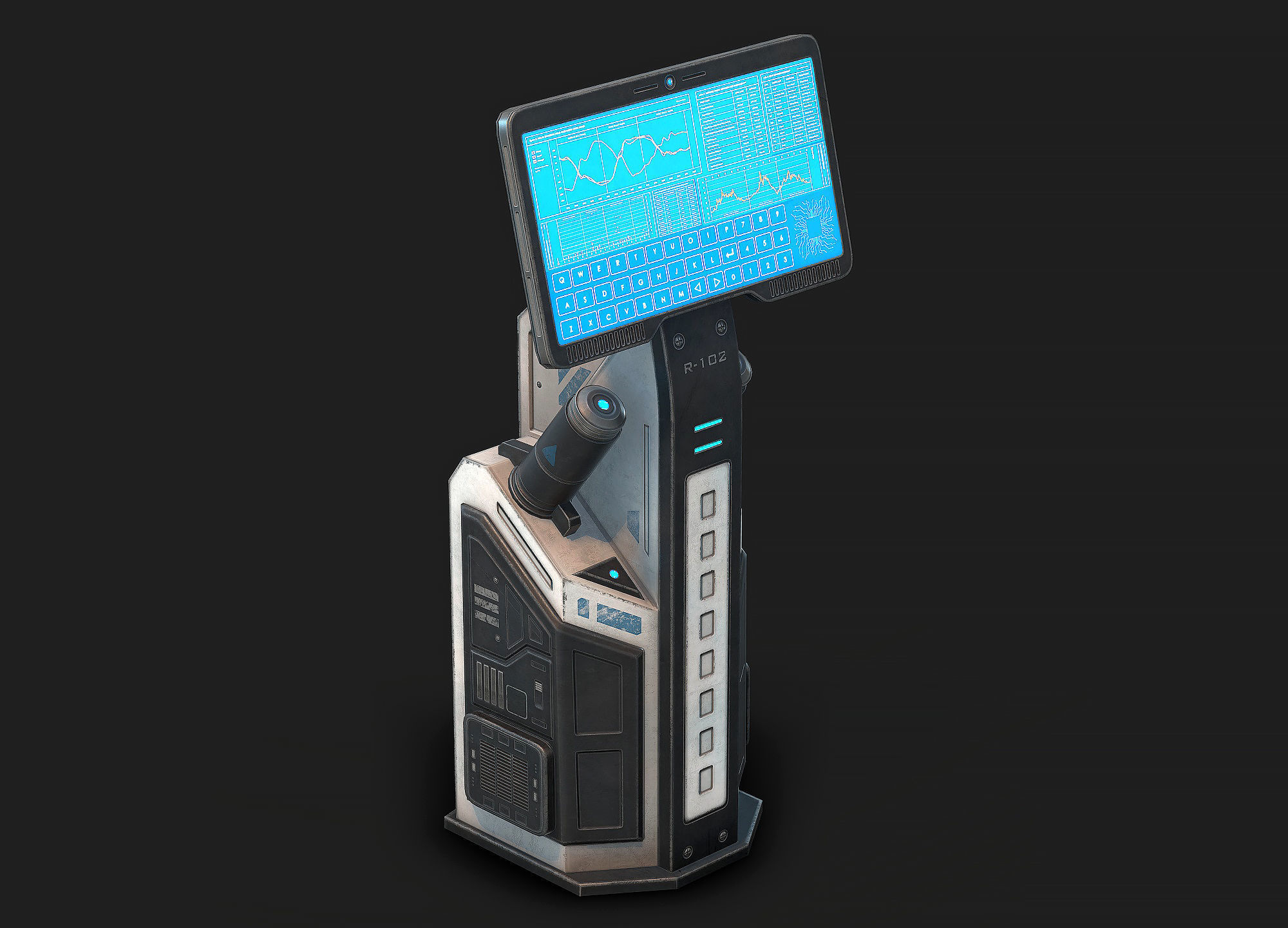 Sci Fi Terminal 02 Low Poly Low-poly 3D model_1