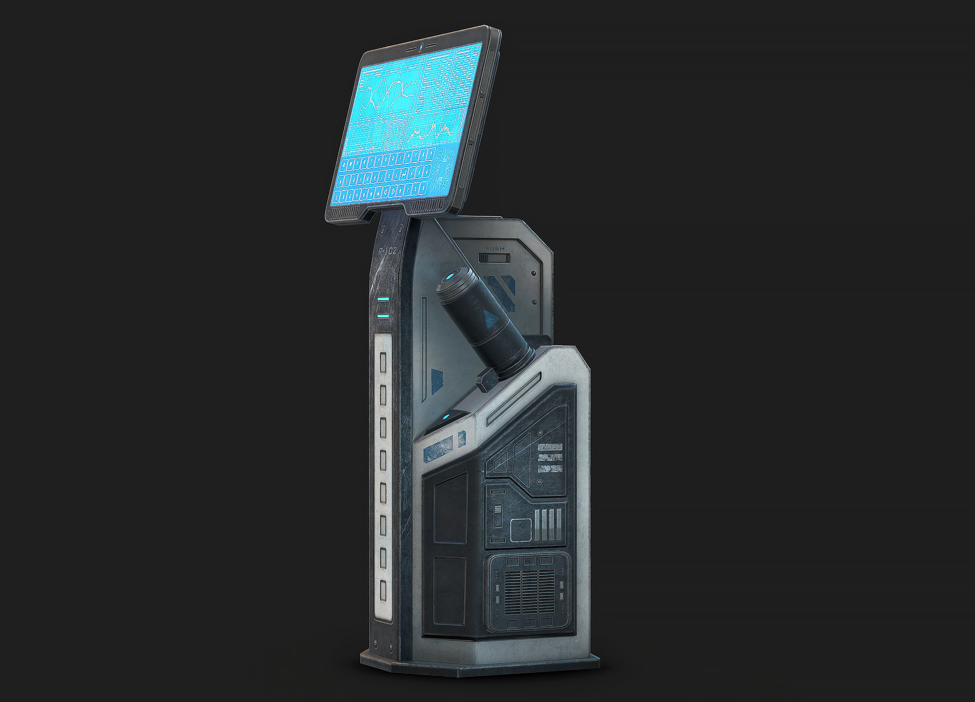 Sci Fi Terminal 02 Low Poly Low-poly 3D model_3
