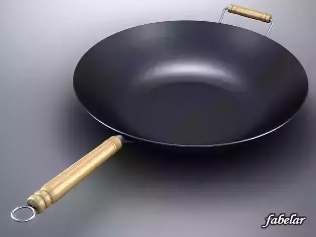 WOK 2 with wooden handle