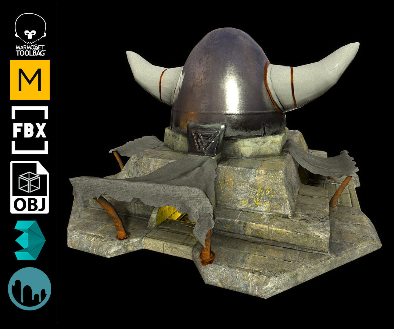 Temple of Odin Low-poly 3D model_0