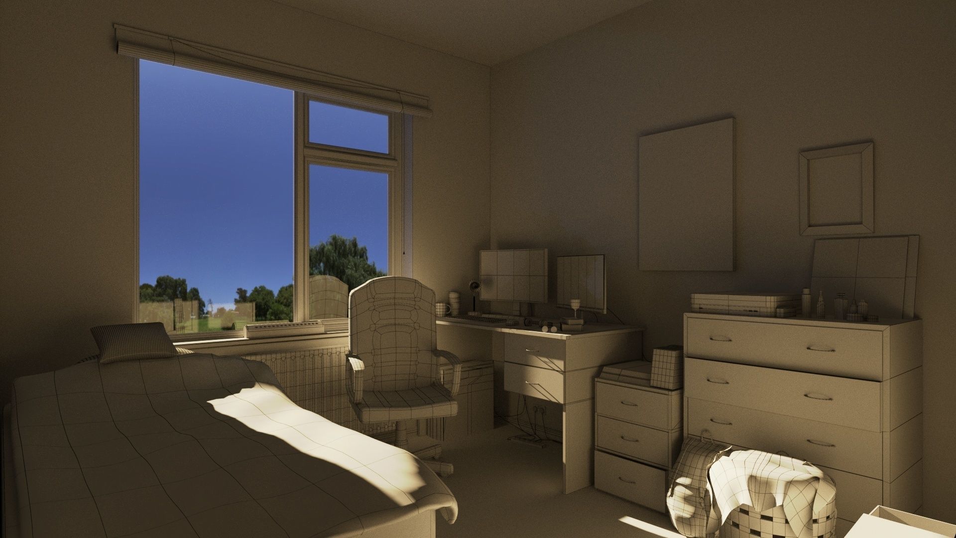 Teenagers Bedroom Free 3D model_1