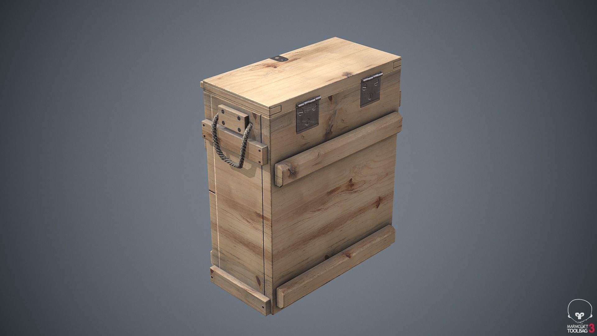 Military Wooden Box Low-poly 3D model_1