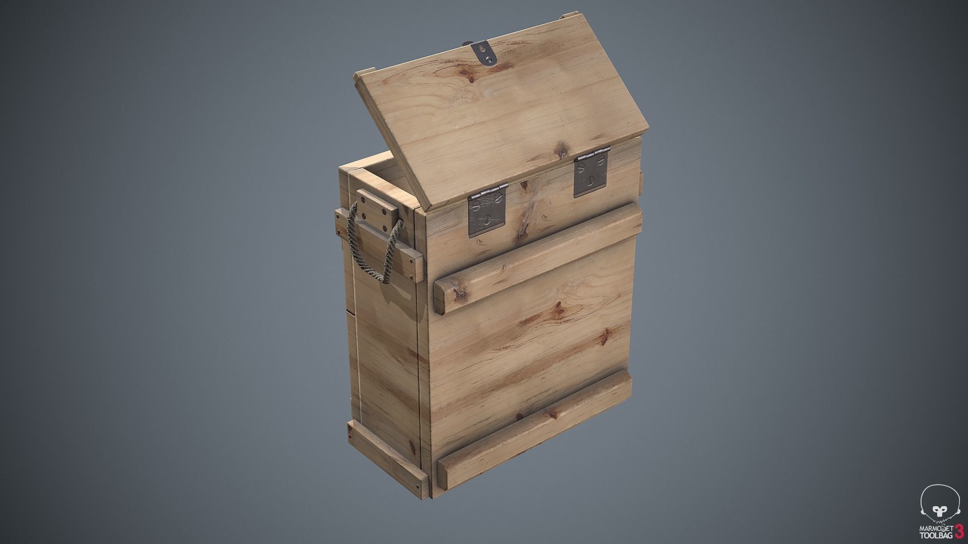 Military Wooden Box Low-poly 3D model_8