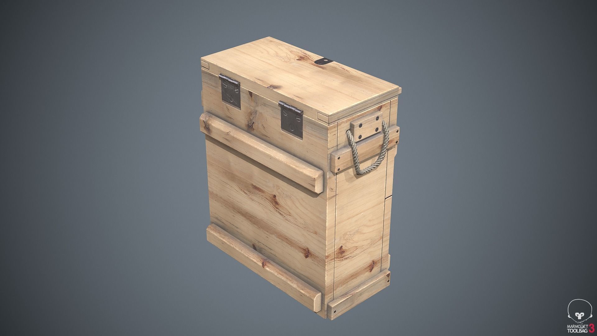 Military Wooden Box Low-poly 3D model_2