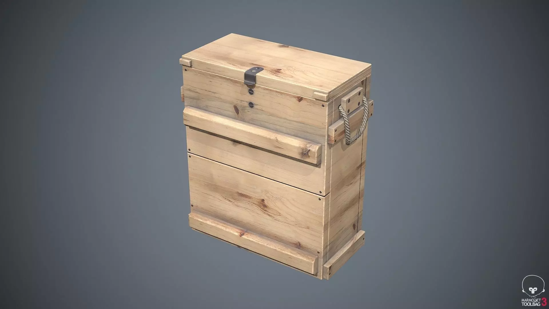 Military Wooden Box Low-poly 3D model_0