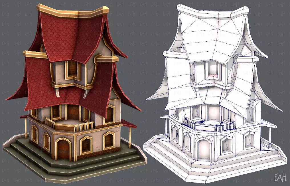 House Cartoon V08 Low-poly 3D model_0