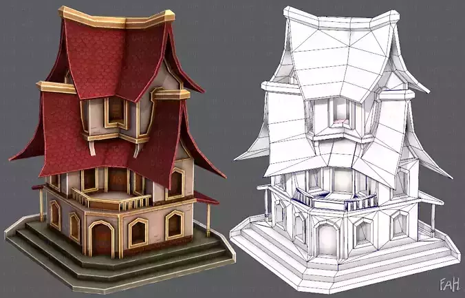 House Cartoon V08 Low-poly 3D model