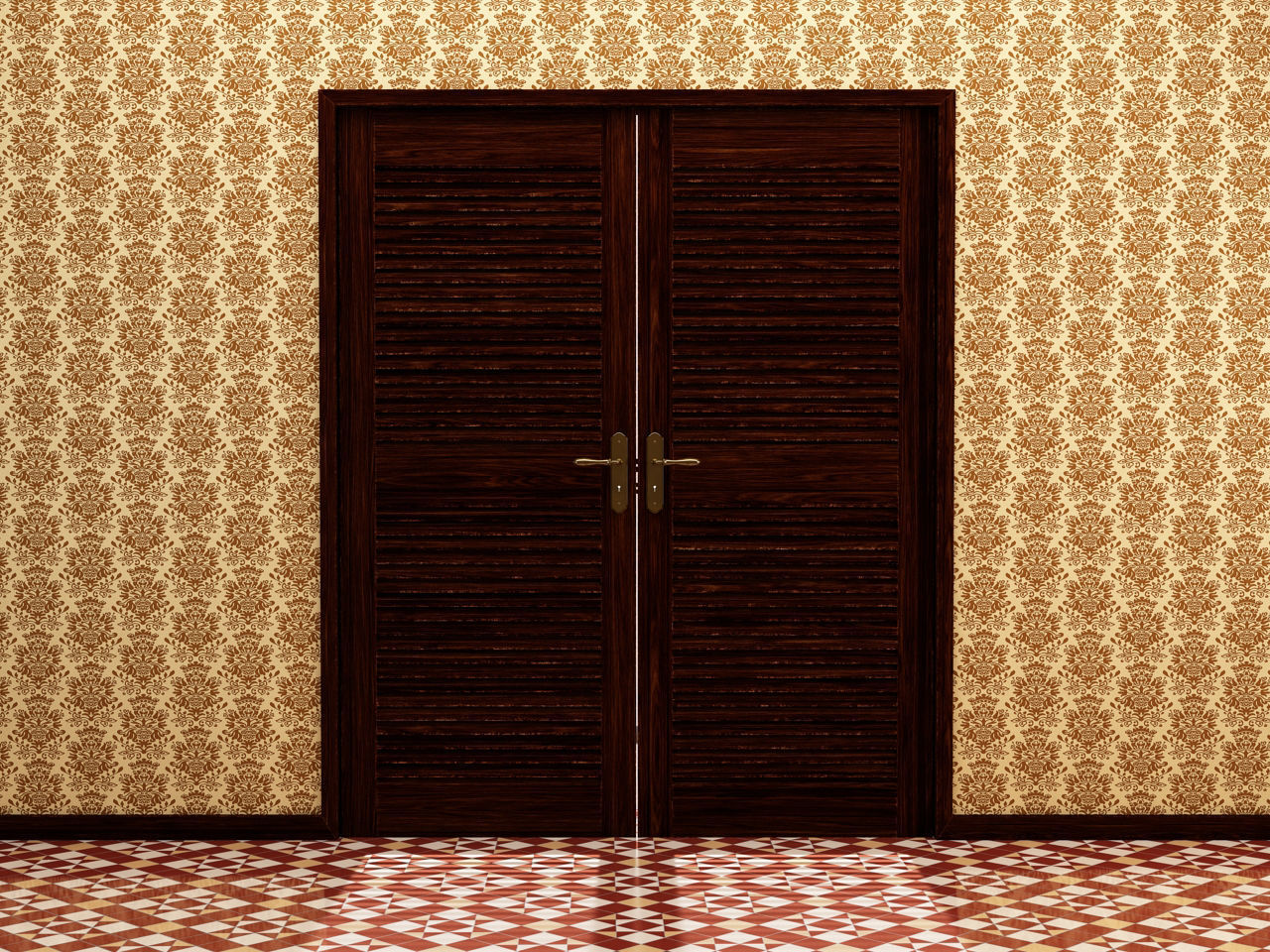 DOOR---Double leaf Low-poly 3D model_4