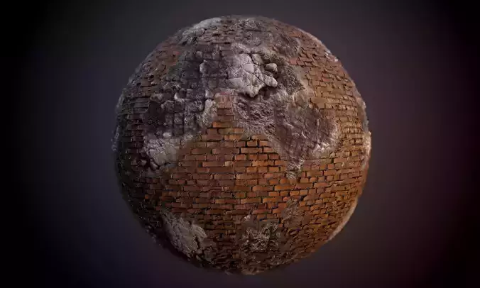 Damaged Brick Concrete Rebar PBR Texture