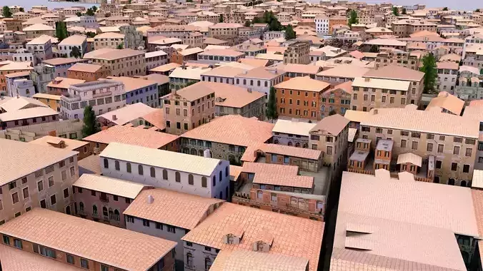  Venice-Like Italian City Town LOWPOLY Low-poly 3D model