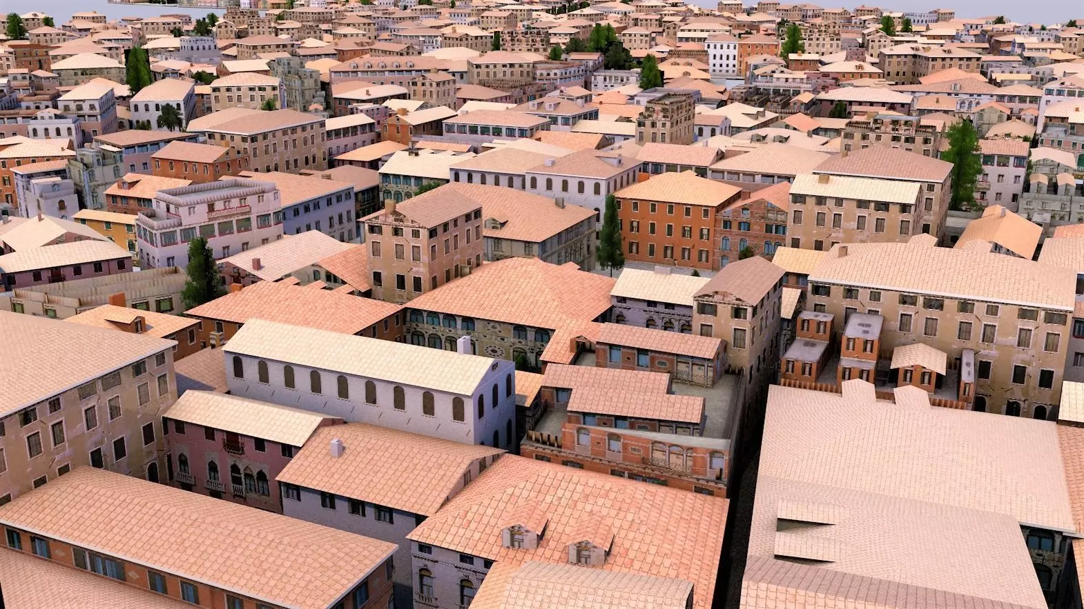  Venice-Like Italian City Town LOWPOLY Low-poly 3D model_0