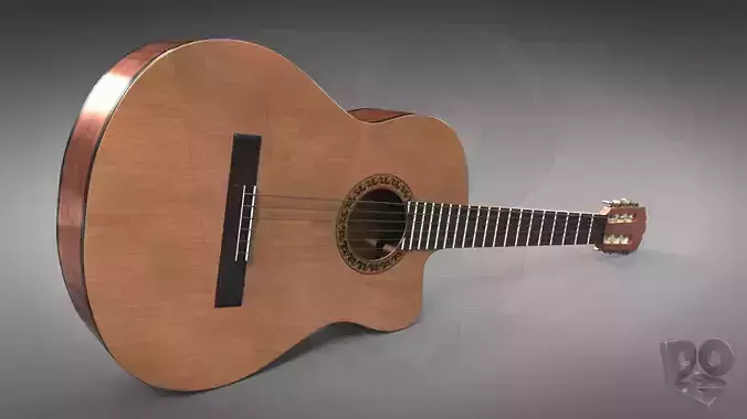 Classic guitar with cutaway 3D model