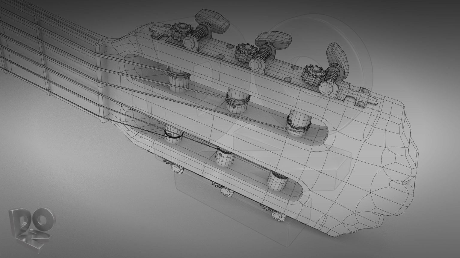 Classic guitar with cutaway 3D model_5