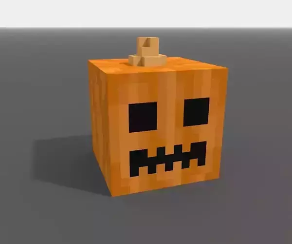 Voxel minecraft-style Halloween pumpkin jack-o-lantern
