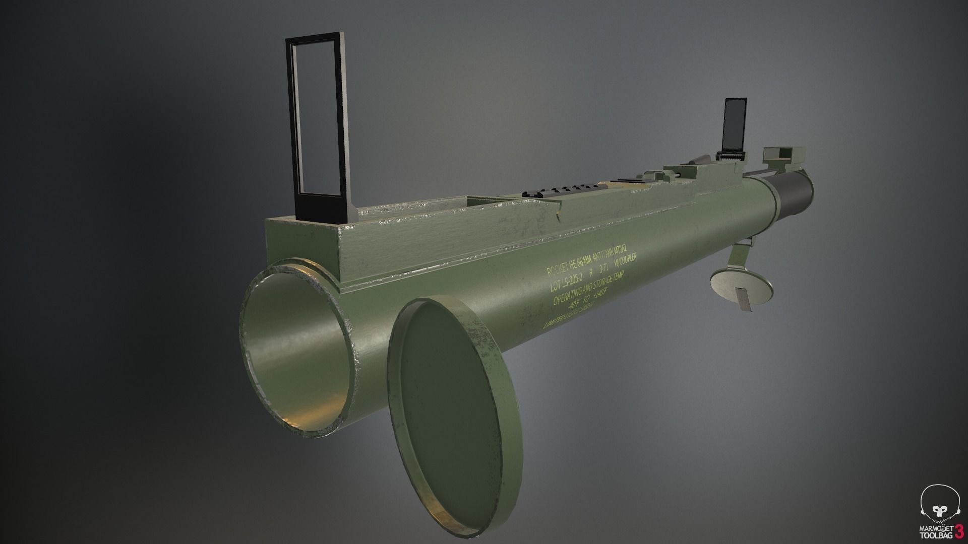 M72 Light LAW Anti-Tank Weapon Low-poly 3D model_3
