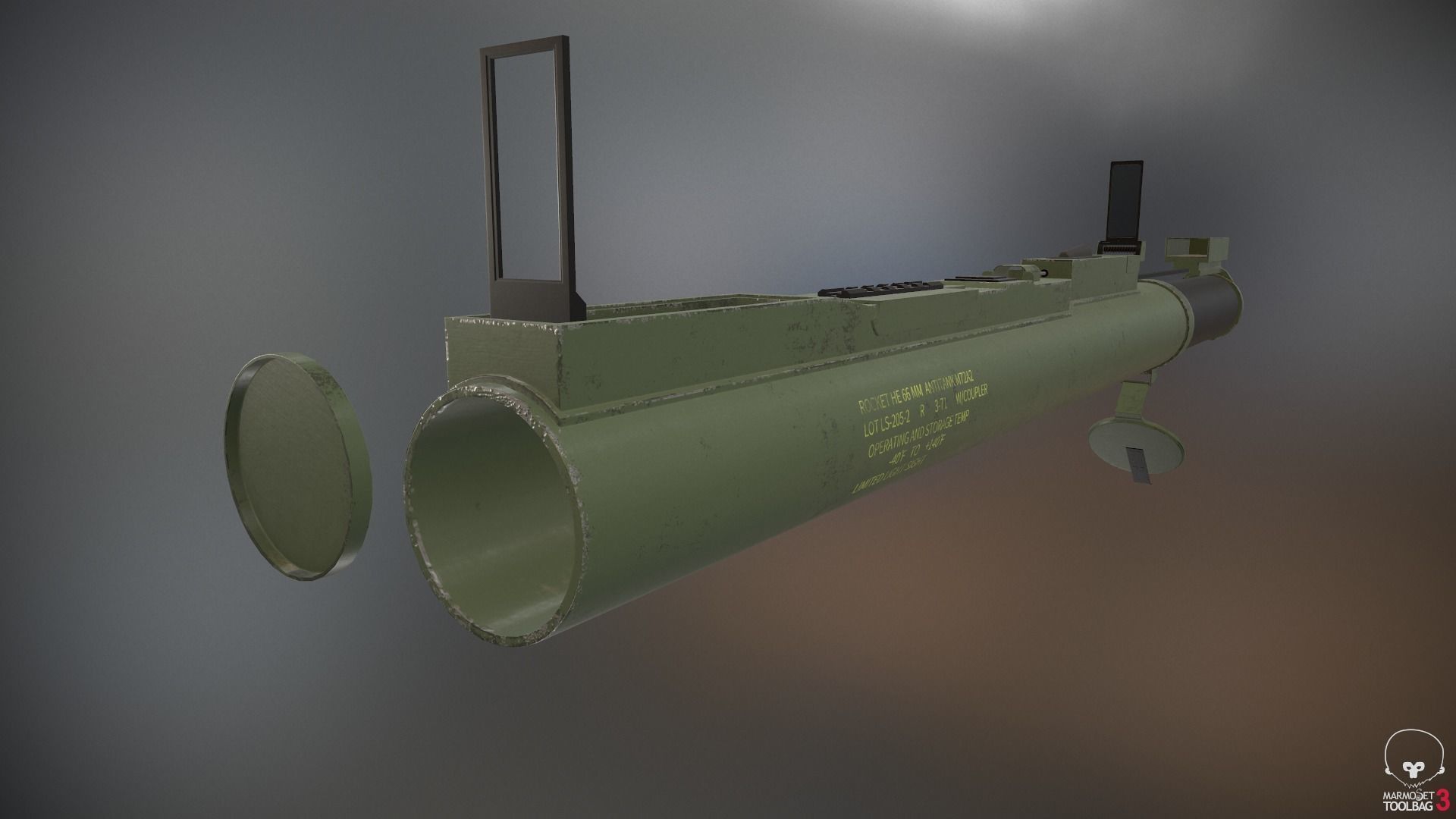 M72 Light LAW Anti-Tank Weapon Low-poly 3D model_2