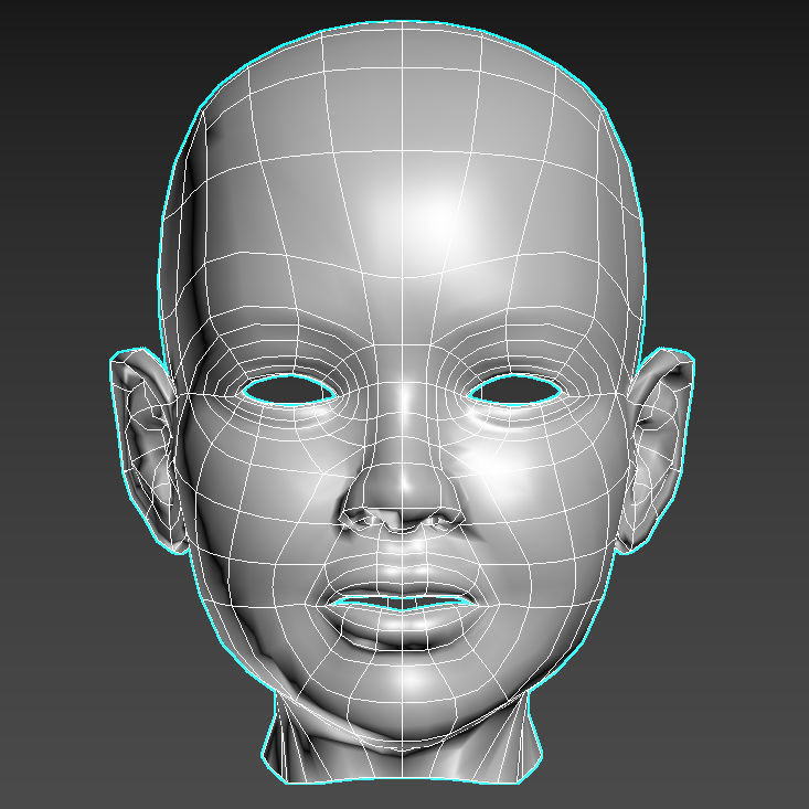 Spline Model Child Head Sculpt 3D model_8