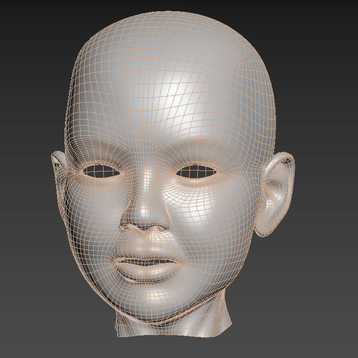 Spline Model Child Head Sculpt 3D model_1