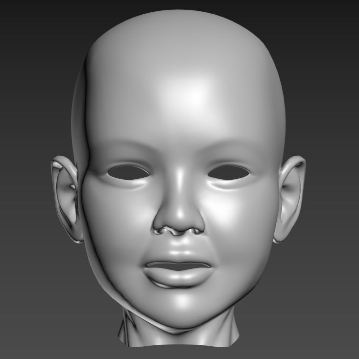 Spline Model Child Head Sculpt 3D model_6