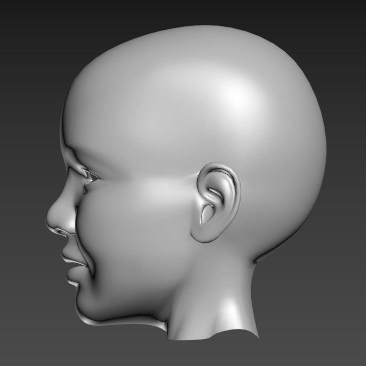 Spline Model Child Head Sculpt 3D model_2