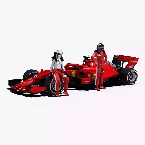 F 2018 ferrari team Low-poly 3D model