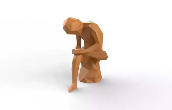 low poly boy taking out thorn abstract 3d model