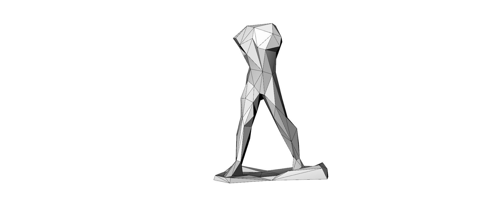 low poly sculpture art walking dead 3D print model_2