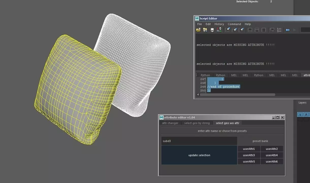 Attribute editor NEW updated 3D model