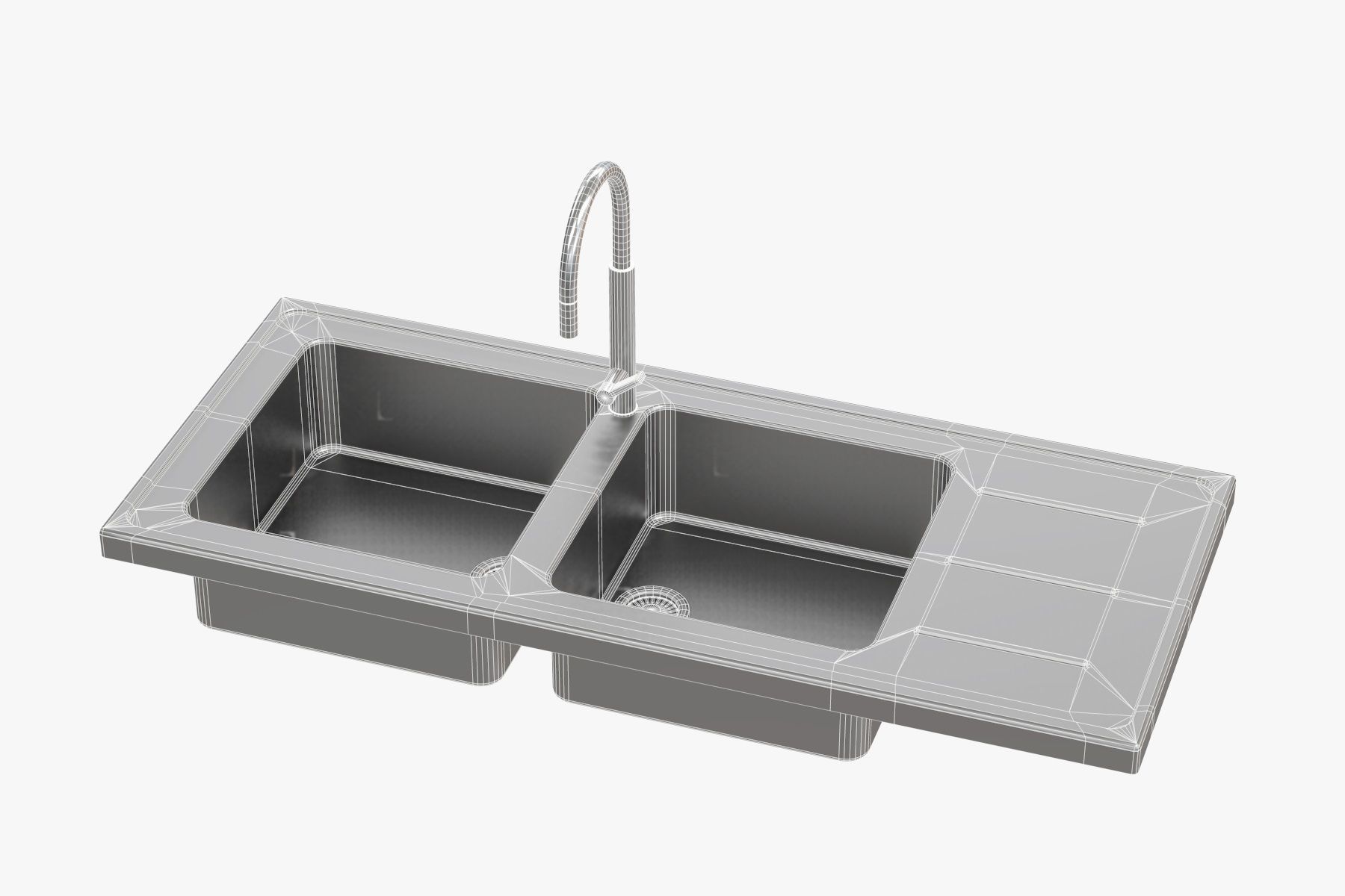 Sink and Faucet Low-poly 3D model_11