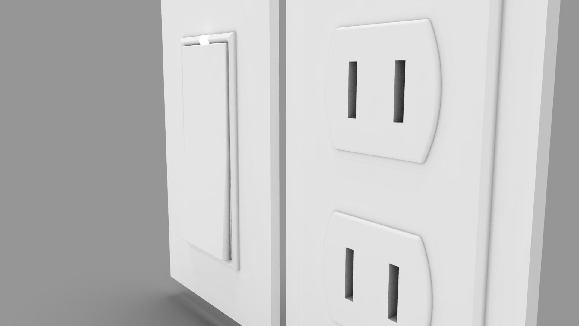 Wall Switch and Plug Socket Low-poly 3D model_2