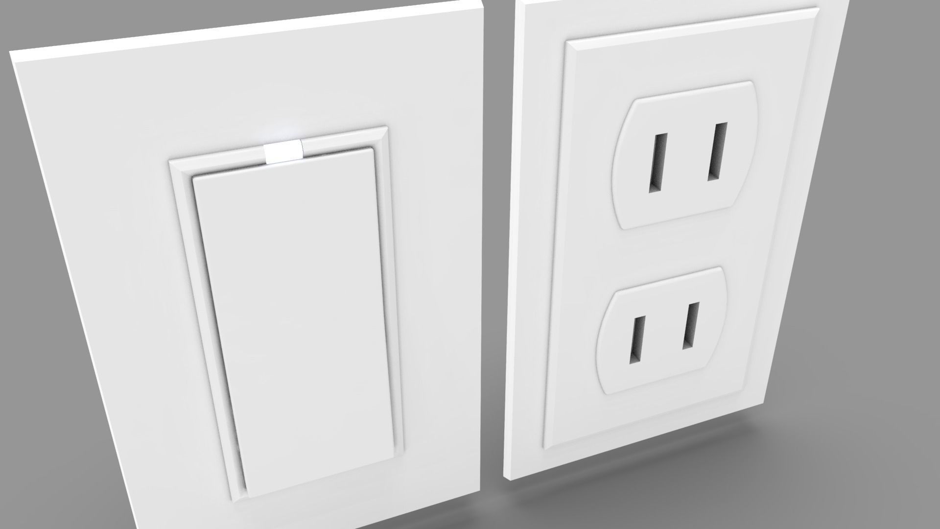Wall Switch and Plug Socket Low-poly 3D model_3