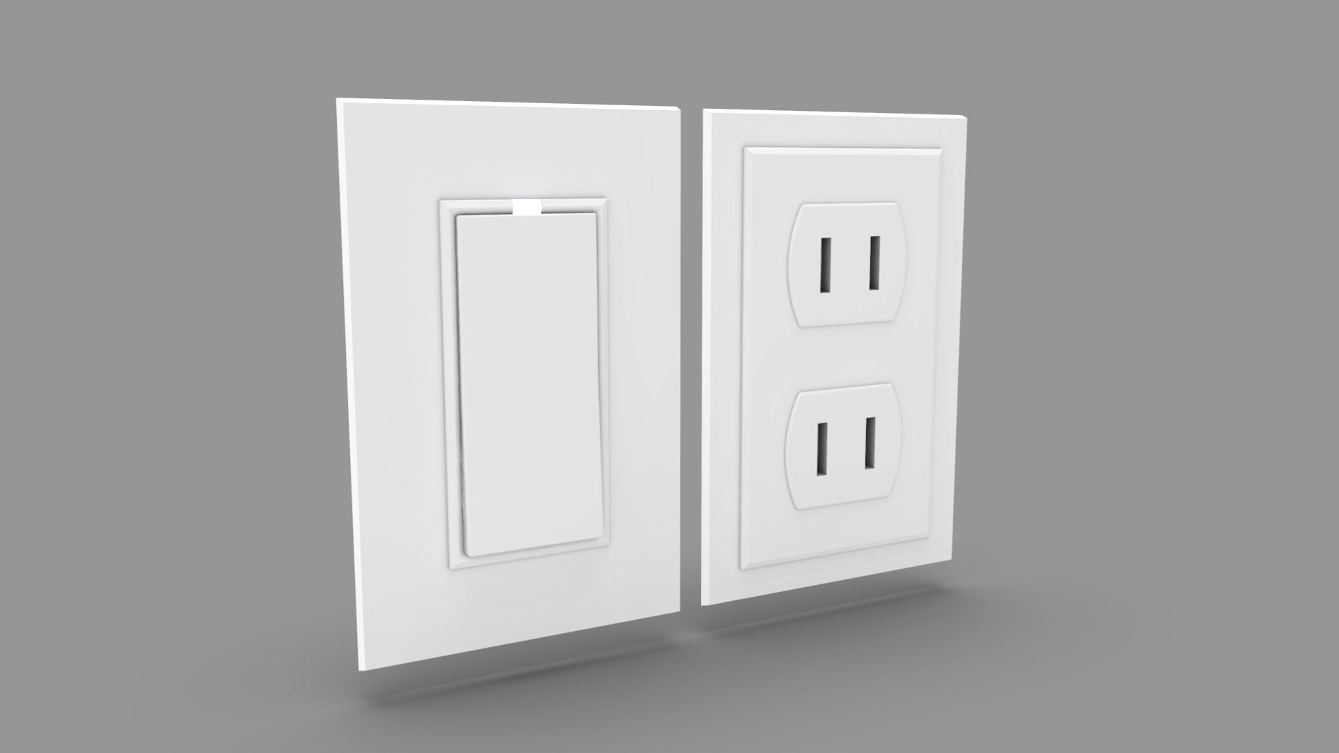 Wall Switch and Plug Socket Low-poly 3D model_1