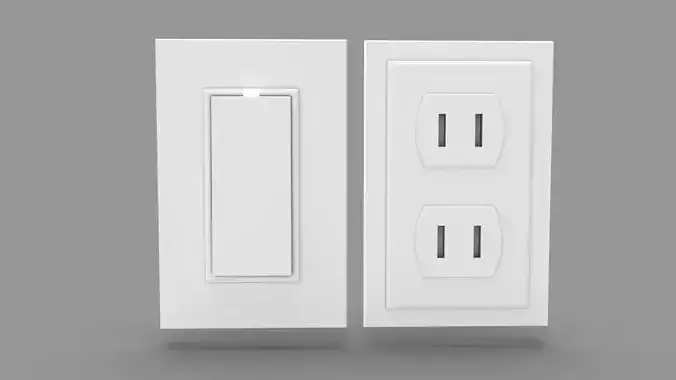 Wall Switch and Plug Socket Low-poly 3D model