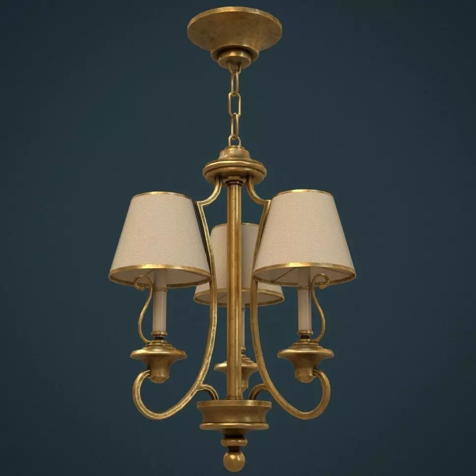 Classic Chandelier 03 - Game Ready Low-poly 3D model_0