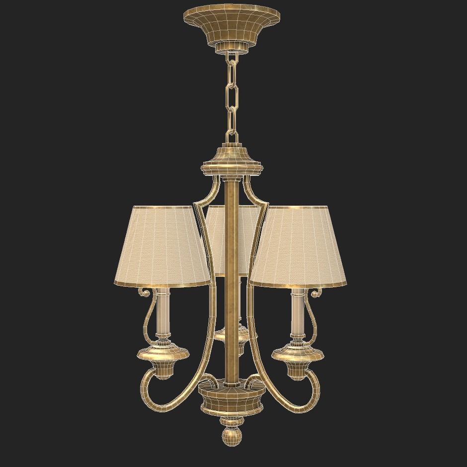 Classic Chandelier 03 - Game Ready Low-poly 3D model_5