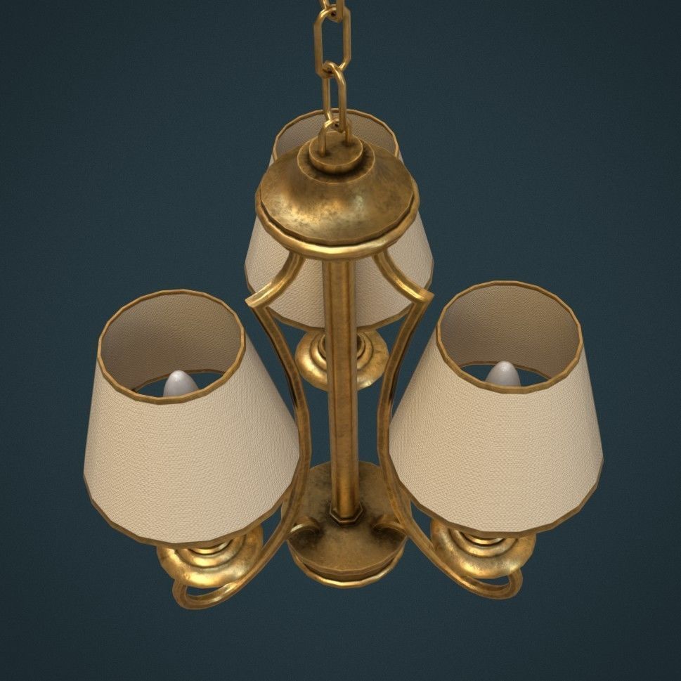 Classic Chandelier 03 - Game Ready Low-poly 3D model_3