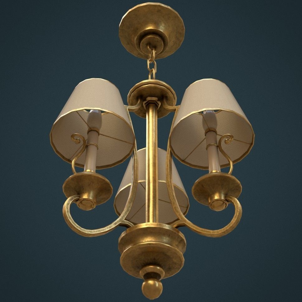 Classic Chandelier 03 - Game Ready Low-poly 3D model_1