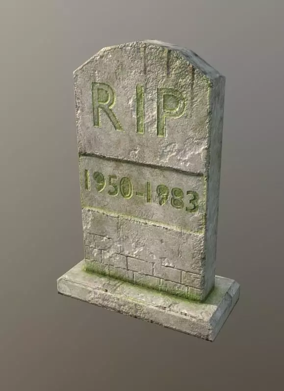Low Poly Old Mossy Gravestone Free low-poly 3D model