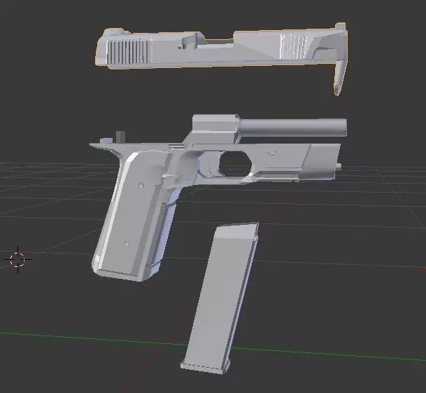 Hudson gun with magazine Low-poly 3D model_0