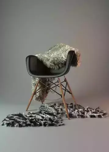 Chair eames with fur rug