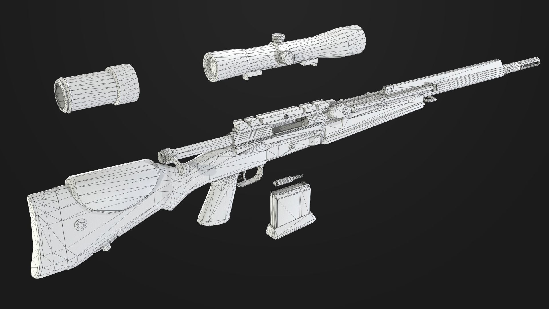 FR-F2 Sniper Rifle Low-poly 3D model_7