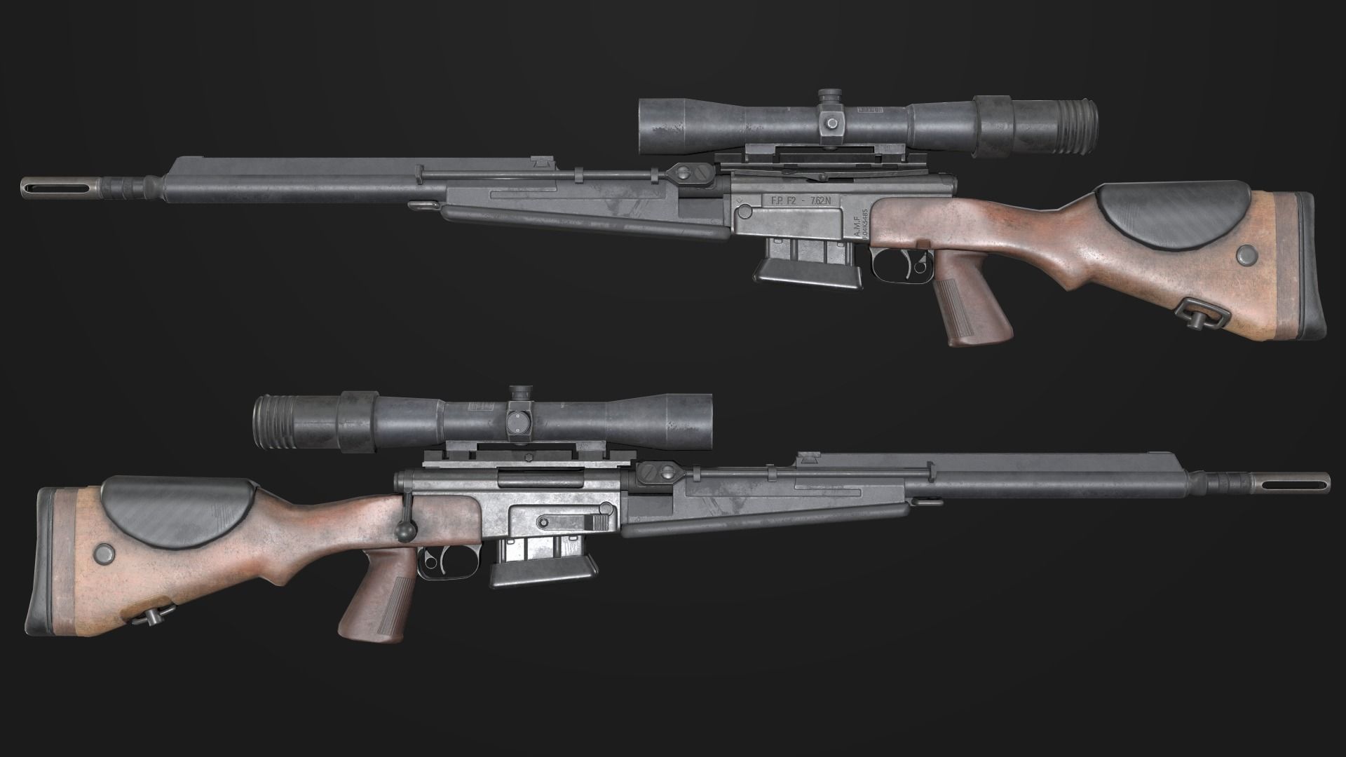 FR-F2 Sniper Rifle Low-poly 3D model_3